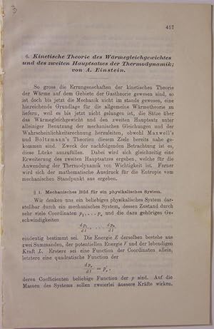 Kinetische Theorie des Warmegleichgewichtes und des zweiten Hauptsatzes der Thermodynamik (Kineti...