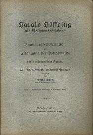 Seller image for Harald Hffding als Religionsphilosoph. Phil. Dissertation Erlangen. for sale by Antiquariat Axel Kurta