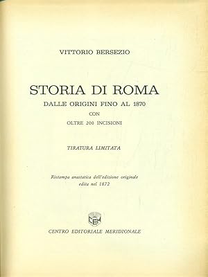 Bild des Verkufers fr Storia di Roma dalle origini fino al 1870 zum Verkauf von Librodifaccia