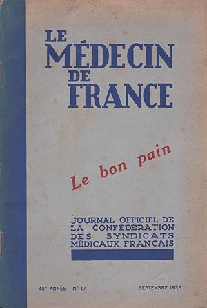 Le bon pain. Le médecin de France, sept. 1935