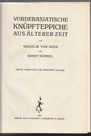 Bild des Verkufers fr Vorderasiatische Knpfteppiche aus lterer Zeit. zum Verkauf von Antiquariat Burgverlag