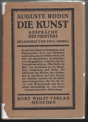 Bild des Verkufers fr Die Kunst. Gesprche des Meisters gesammelt von Paul Gsell. zum Verkauf von Antiquariat Burgverlag