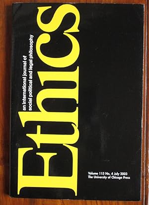 Imagen del vendedor de Ethics Volume 113 No. 4 July 2003 a la venta por C L Hawley (PBFA)