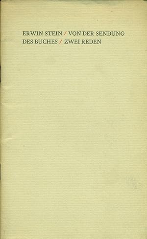 Seller image for Von der Sendung des Buches. Zwei Reden. for sale by Online-Buchversand  Die Eule