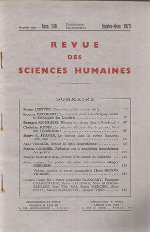 Revue des Sciences Humaines - Janvier-Mars 1973