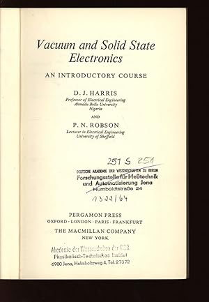 Seller image for Vacuum and Solid State Electronics. An Introductory Course. for sale by Antiquariat Bookfarm