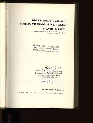 Bild des Verkufers fr Mathematics of Engineering Systems. zum Verkauf von Antiquariat Bookfarm