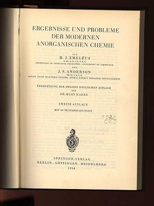 Image du vendeur pour Ergebnisse und Probleme der Mmernen anorganischen Chemie. bersetzung der zweiten Englischen Auflage von Dr. Kurt Karbe. mis en vente par Antiquariat Bookfarm