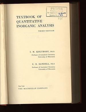 Seller image for Textbook of Quantitative Inorganic Analysis. for sale by Antiquariat Bookfarm