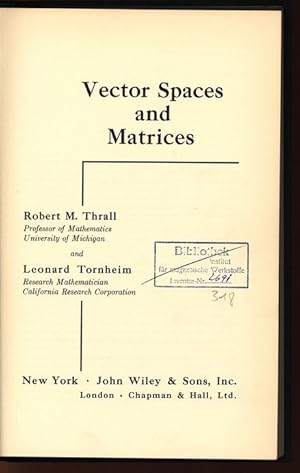 Seller image for Vector Spaces and Matrices. for sale by Antiquariat Bookfarm