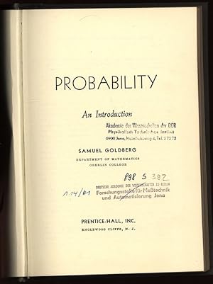 Bild des Verkufers fr Probability. An Introduction. zum Verkauf von Antiquariat Bookfarm