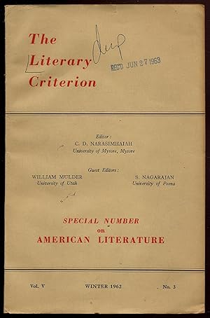 Seller image for The Literary Criterion: Winter 1962, Vol. V, No. 3: Special Number on American Literature for sale by Between the Covers-Rare Books, Inc. ABAA