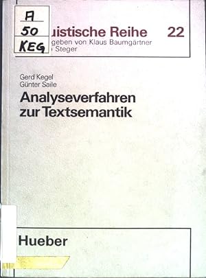 Seller image for Analyseverfahren zur Textsemantik. Linguistische Reihe ; Band. 22 for sale by books4less (Versandantiquariat Petra Gros GmbH & Co. KG)