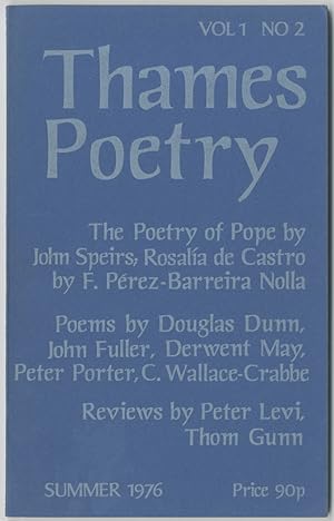 Bild des Verkufers fr Thames Poetry - Summer 1976 (Volume 1, Numbers 2) zum Verkauf von Between the Covers-Rare Books, Inc. ABAA