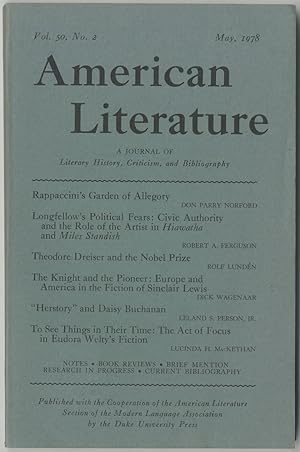 Bild des Verkufers fr American Literature - May 1978 (Volume 50, Numbers 2) zum Verkauf von Between the Covers-Rare Books, Inc. ABAA