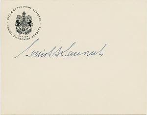 Louis St. Laurent "in-office" signature on Prime Minister office card