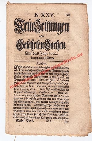 N.XXV. Neue Zeitungen von Gelehrten Sachen auf das Jahr 1720