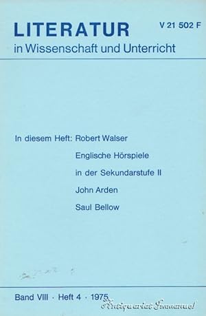 Seller image for Literatur in Wissenschaft und Unterricht. Band VIII. Heft 4. 1975 for sale by Antiquariat Immanuel, Einzelhandel