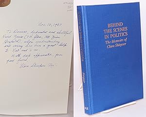 Immagine del venditore per Behind the scenes in politics the memoirs of Clara Shirpser venduto da Bolerium Books Inc.