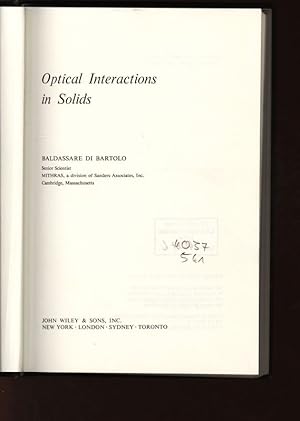 Bild des Verkufers fr Optical Interactions in Solids. zum Verkauf von Antiquariat Bookfarm