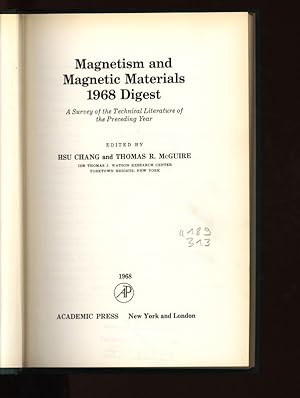 Seller image for Magnetism and Magnetic Materials, 1968 Digest. A Survey of the Technical Literature of the Preceding Year. for sale by Antiquariat Bookfarm