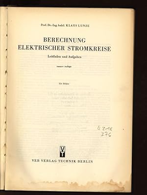 Seller image for Berechnung elektrischer Stromkreise. Leitfaden und Aufgaben. for sale by Antiquariat Bookfarm