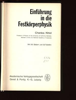 Bild des Verkufers fr Einfhrung in die Festkrperphysik. zum Verkauf von Antiquariat Bookfarm