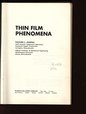 Bild des Verkufers fr Thin Film Phenomena. zum Verkauf von Antiquariat Bookfarm