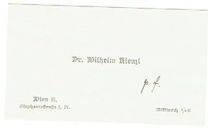 Imagen del vendedor de Visitenkarte mit eigenh. Zusatz. a la venta por Kotte Autographs GmbH