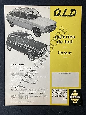 9 FICHES ACCESSOIRES HOMOLOGUES ET DISTRIBUES PAR RENAULT-1968-1969