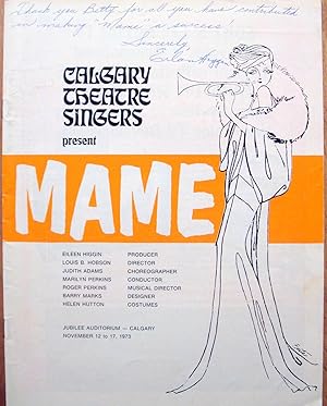 Mame. Program from the Calgary Theatre Singer Performance of 1973