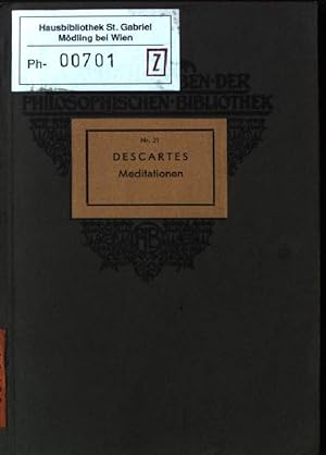 Bild des Verkufers fr Ren Descartes Meditationen ber die Grundlagen der Philosophie Taschenausgaben der "Philosophischen Bibiliothek", Heft 21 zum Verkauf von books4less (Versandantiquariat Petra Gros GmbH & Co. KG)