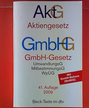 Bild des Verkufers fr Aktiengesetz - GmbH-Gesetz: UmwandlungsG - MitbestimmungsG - WpG zum Verkauf von biblion2