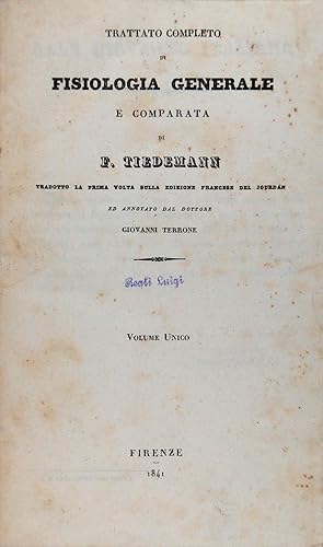 Trattato completo di Fisiologia Generale e Comparata di F. Tiedemann