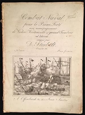 Late 18th c./early 19th c. Illustrated Engraved Sheet Music for Combat Naval by Steibelt