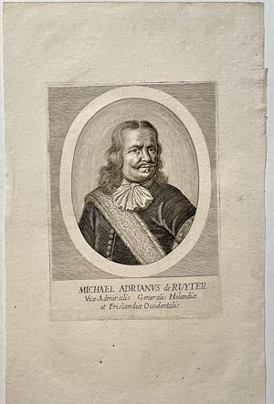Antique Bust Portrait 1682 - Admiral Michiel de Ruyter (1607-1676) - M. Merian, published 1682, 1 p.