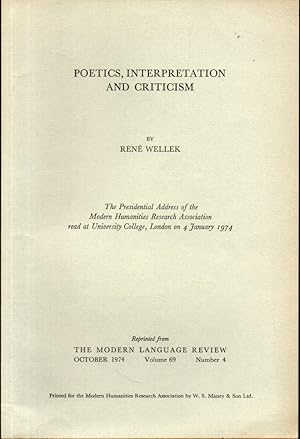 Poetics, Interpretation and Criticism