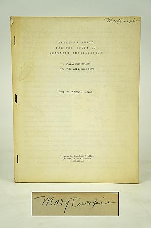 American Music for the Study of American Civilization (Signed First Edition)