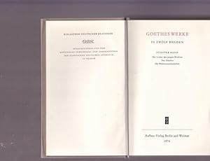 Image du vendeur pour Goethes Werke in zwlf Bnden. ( KOMPLETT ). Band I. Gedichte I., Band II. Gedichte II. Verspesen, Band III. Die Laune des Verliebten. Die Mitschuldigen. Pater Brey Satyros. Prometheus. Gtz von Berlichingen. Clavigo. Egmont. Iphigenie auf Tauris. Torquato Tasso., Band IV. Die natrliche Tochter, Pandora. Faust., Band V. Die Leiden des jungen Wethers. Das Mrchen. Die Wahlverwandschaften. Band VI. Wilhelm Meisters Lehrjahre. Band VII. Wilhelm Meisters Wanderjahre. Maximen und Reflexionen. Band VIII. Aus meinen Leben. Dichtung und Wahrheit. Erster und Zweiter Teil. Band IX. Aus meinen Leben. Dichtung und Wahrheit. Dritter und Vierter Teil., Band X. Italienische Reise. Kampagne in Frankreich. Kleinere autobiographische Schriften., Band XI. Schriften zu Kunst und Literatur., Band XII. Schriften zu Philosophie, Politik und Naturwissenschaften. mis en vente par Ant. Abrechnungs- und Forstservice ISHGW