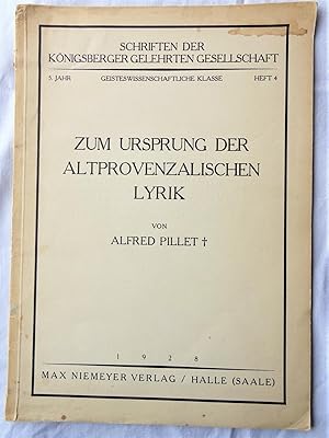 ZUM URSPRUNG DER ALTPROVENZALISCHEN LYRIK