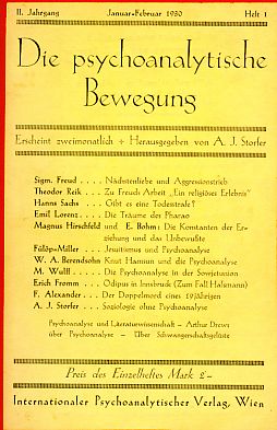 Seller image for Heft 1. 1930. Die psychoanalytische Bewegung. II. Jahrgang. for sale by Fundus-Online GbR Borkert Schwarz Zerfa