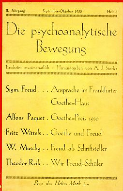 Seller image for Heft 5. 1930. Die psychoanalytische Bewegung. II. Jahrgang. for sale by Fundus-Online GbR Borkert Schwarz Zerfa