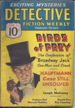 Seller image for DETECTIVE FICTION Weekly: April. Apr. 11, 1936 for sale by Books from the Crypt