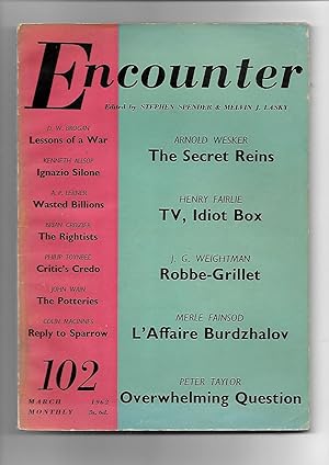 Bild des Verkufers fr Encounter Monthly magazine. Number 102. March 1962 zum Verkauf von SAVERY BOOKS