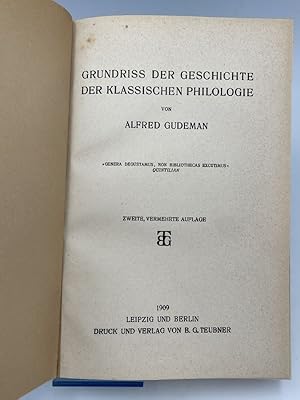 Bild des Verkufers fr Grundriss der geschichte der klassischen philologie zum Verkauf von LIBRAIRIE GIL-ARTGIL SARL