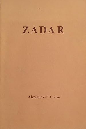 Image du vendeur pour Zadar: [poems] mis en vente par Metakomet Books