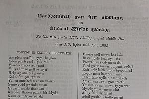 Barddoniaeth gan hen awdwyr, or, ancient Welsh poetry. Ex no. 2161, inter mss. Phillipps, apud Mi...