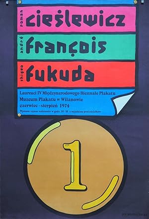 Laureaci IV Miedzynarodowego Biennale Plakatu. Roman Cieslewicz, André Francois, Shigeo Fukuda.