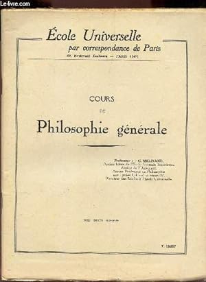 Seller image for COURS DE PHILOSOPHIE GENERALE. for sale by Le-Livre