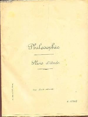 Seller image for COURS DE PHILOSOPHIE - PLANS D'ETUDE. for sale by Le-Livre